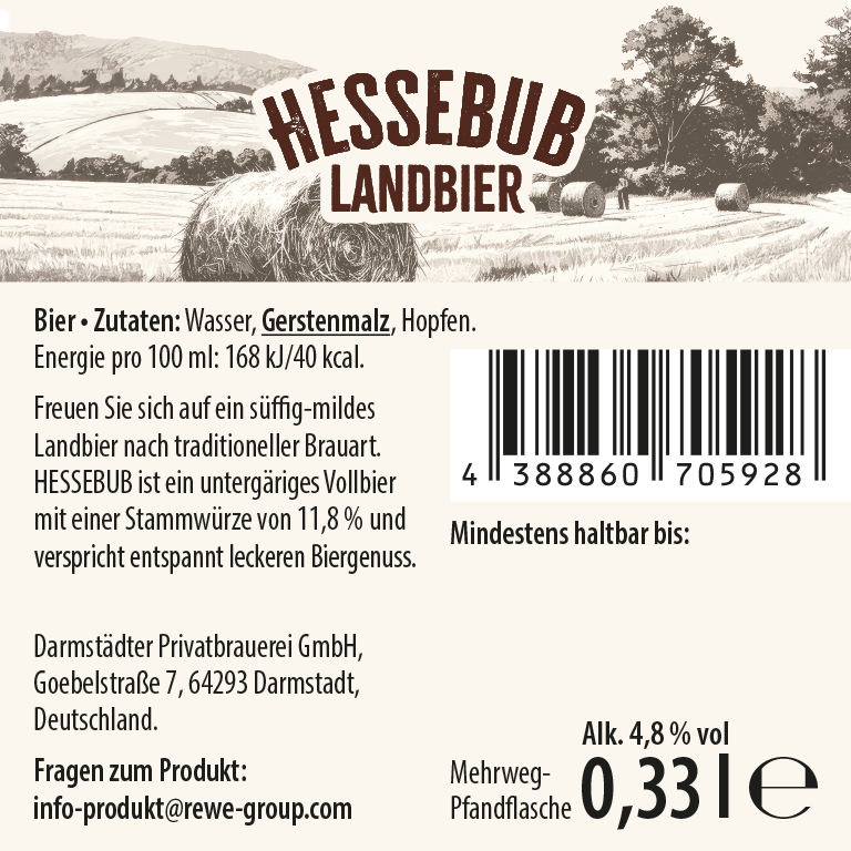 Hessebub Landbier Zutaten und Produktinformationen